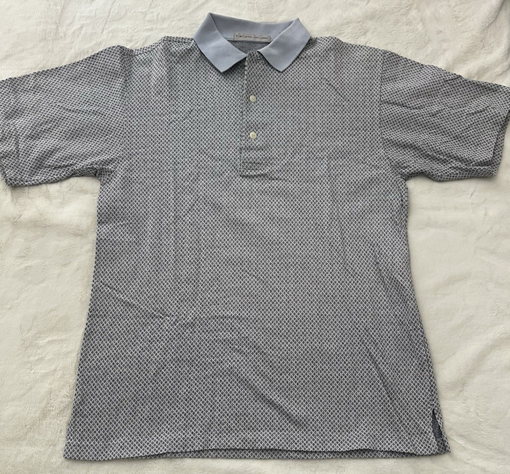 Nicklaus Polo Shirt Mens Medium Gray Geometric Short Sleeve Casual Golf
